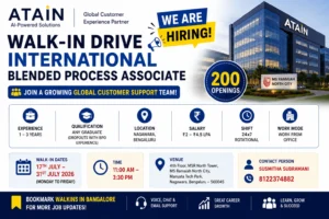 ATAIN Manyata Tech Park Walk-in Drive For International Blended Process - 200 Openings