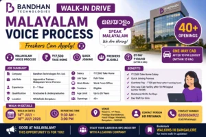 Bandhan Technologies Walk-in Drive in Bangalore for Malayalam Voice Process | Freshers | Quick Joining
