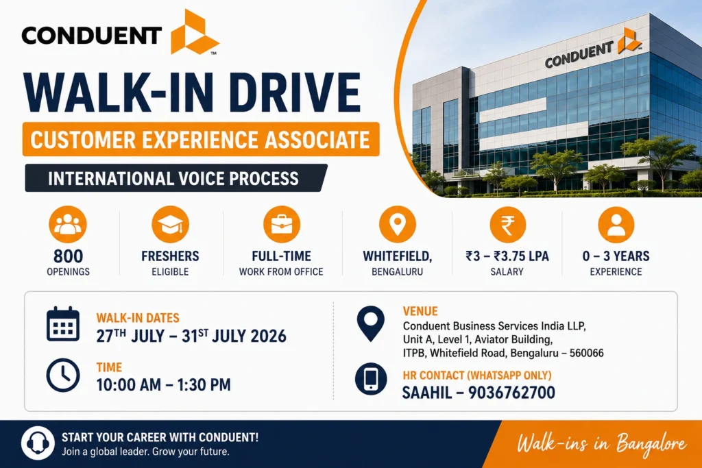 Conduent Walk-in Interview In Bangalore For International Voice Process