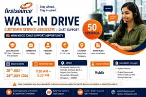 Firstsource Walk-in Drive in Bangalore for Chat Support | 50 Openings