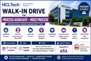 HCL Walk-in Drive in Bangalore for Process Associate (Voice Process) | Freshers Eligible