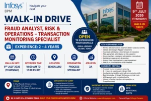 Infosys BPM Walk-in Drive in Bangalore For Risk Operations - 9th July
