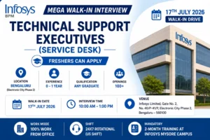 Infosys Walk-in Drive For Freshers - Hiring For Service Desk (Technical Process)