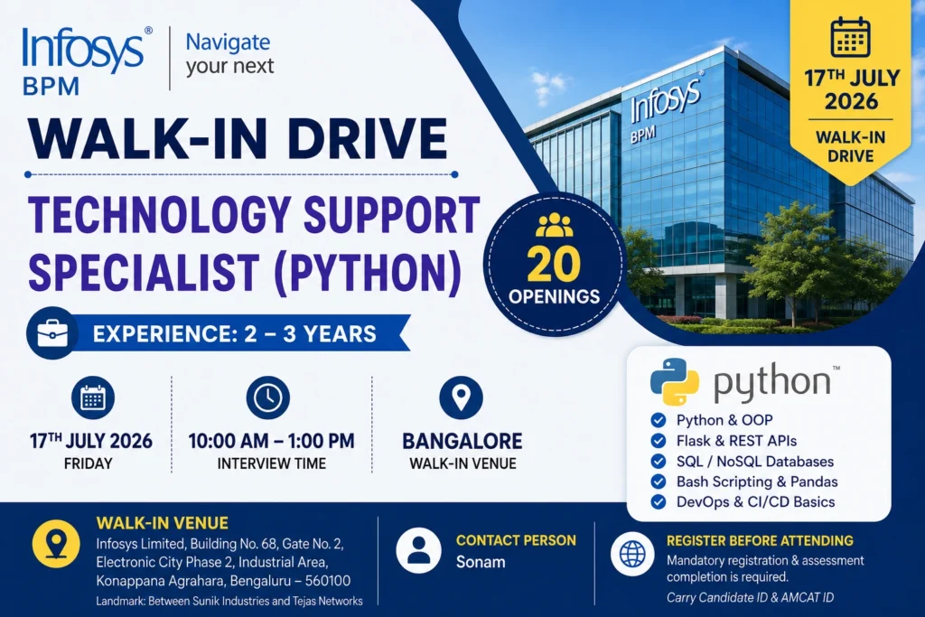 Infosys BPM Walk-in Drive in Bangalore