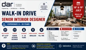 Dar Walk-in Drive in Bangalore for Senior Interior Designer | 18th & 19th July 2026