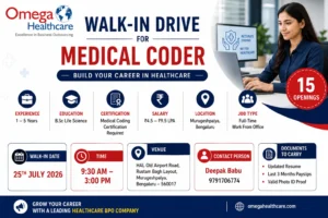 Omega Healthcare Walk-in in Bangalore for Medical Coders | Salary Up to 9.5 LPA