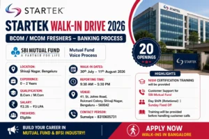 Walk-in Drive In Startek for BCOM/MCOM Freshers For Mutual Fund Voice Process