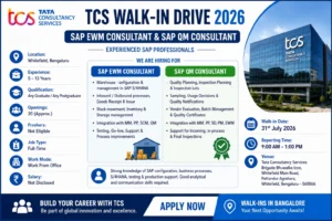 TCS Walk-in Drive in Bangalore for SAP EWM & SAP QM Consultants | 20 Openings