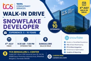 TCS Walk-in in Bangalore for Snowflake Developers