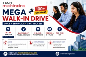 Tech Mahindra Mega Walk-in Drive in Bangalore for Voice, Semi Voice & Chat Process | 100+ Openings