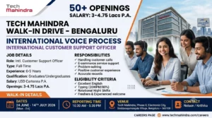 Tech Mahindra Walk-in Drive in Bengaluru for International CSR - 50+ Openings