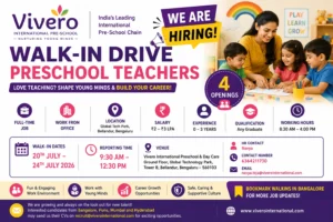 Walk-in Drive For Preschool Teachers In Vivero International Pre-school In Bangalore