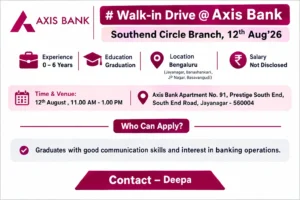Walk-in Drive at Axis Bank for Branch Relationship Officer – 12th August 2026