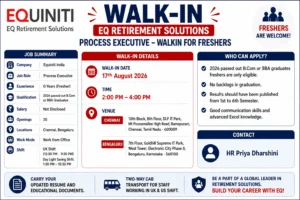 B.Com and BBA graduates Walk-in In EQ Retirement Solutions – Process Executive