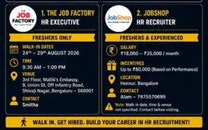 HR Recruiter Walk-in Drive in Bangalore's Two Leading Consultancies – Freshers & Experienced