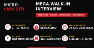 Micro Labs Walk-in Interview in Bangalore