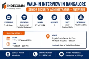 Walk-in Interview Bangalore For Senior Security Administrator – Antivirus - Indecomm