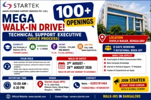 Walk-ins In Bangalore For Technical Support Executives (Voice) In Startek (Aegies)
