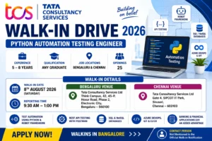 TCS Walk-in Drive In Bangalore For Python Automation Testing Professionals (5–8 Years)