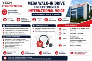 Tech Mahindra Mega Walk-in Drive in Bangalore for Experienced International Voice Process