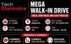 Tech Mahindra Mega Walk-in Drive in Bangalore For Voice, Semi-Voice & Chat Process