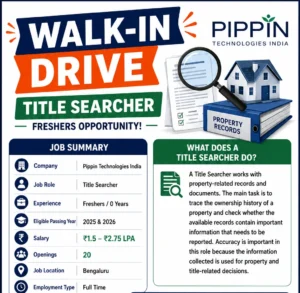 Freshers Walk-ins In Bangalore For Title Searcher - Any Fresher Can Attend