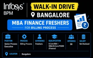 Infosys BPM Walk-in Interview in Bangalore for MBA Finance Freshers