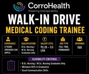CorroHealth Walk-in Drive in Bangalore for Medical Coding Trainee – 100 Openings