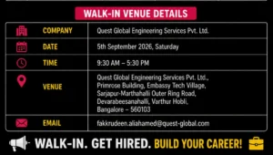 Quest Global Walk-in Interview in Bangalore for Engineering Roles – 5th September 2026
