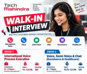 Tech Mahindra Walk-In Interview in Bangalore | Voice, Chat & Semi-Voice Jobs