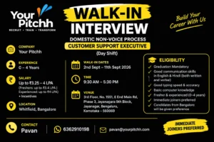 Your Pitchh Walk-in Interview in Bangalore for Domestic Non-Voice Process – Day Shift